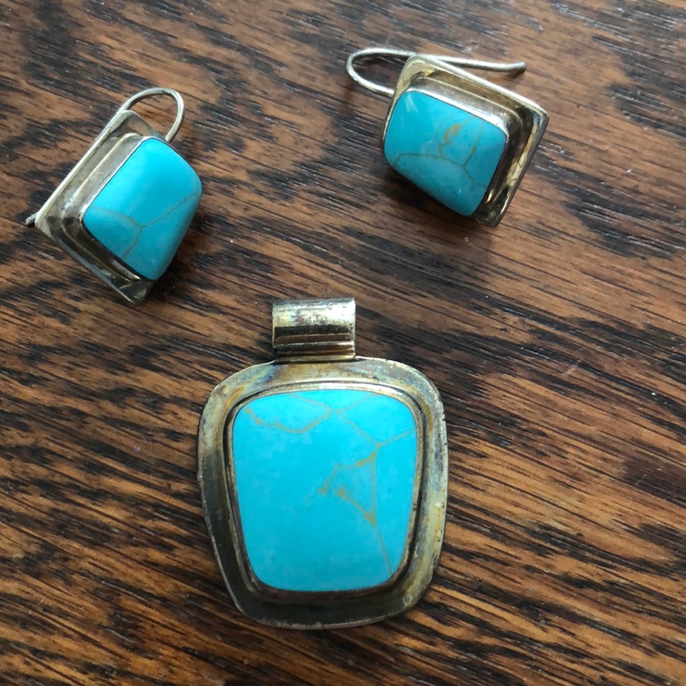 Genuine 925 silver earrings and necklace slide.